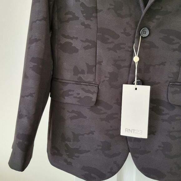 Rnt23 TWO BUTTON MONOCHROMATIC BLAZER - BLACK CAMO - Picture 6 of 14